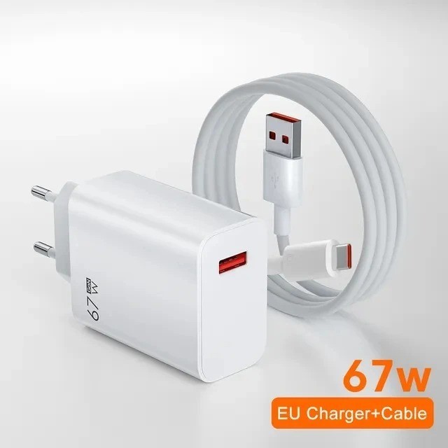 67W USB Fast Charger with USB C Cable Wall Adapter for Xiaomi Redmi POCO Phones