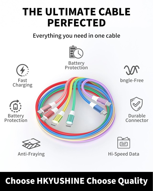 USB Charger Cable, 6Pack 3/3/6/6/6/10FT 3.1A Charger Fast Charging Braided US... gallery