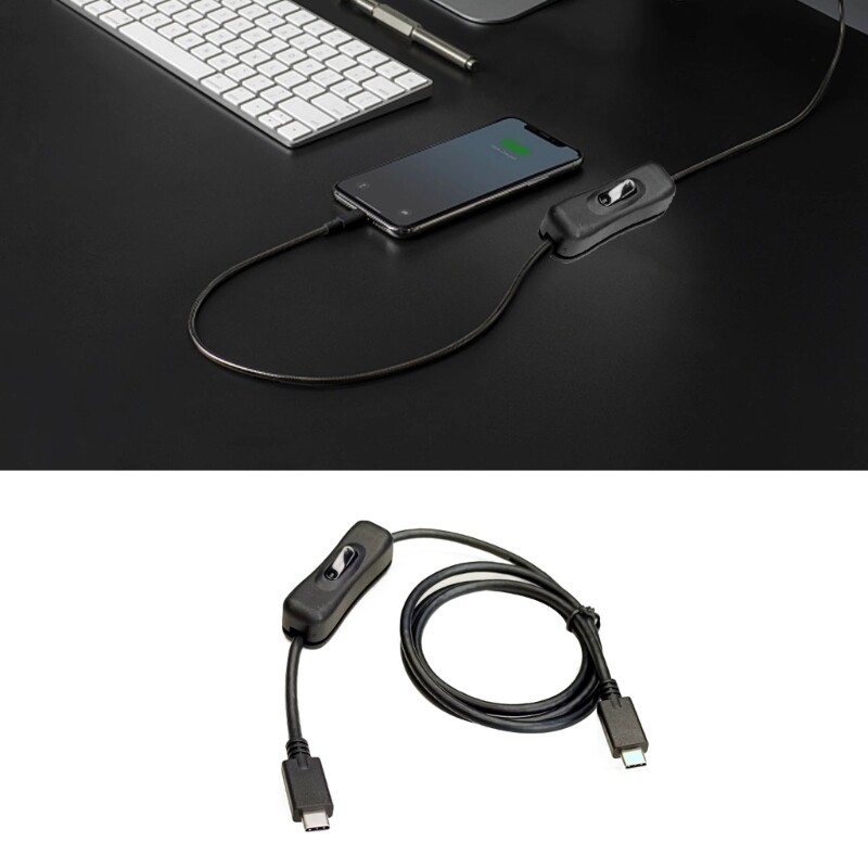 USB Type C with Switches Power Button Charging Extension Cable Universal Type C gallery