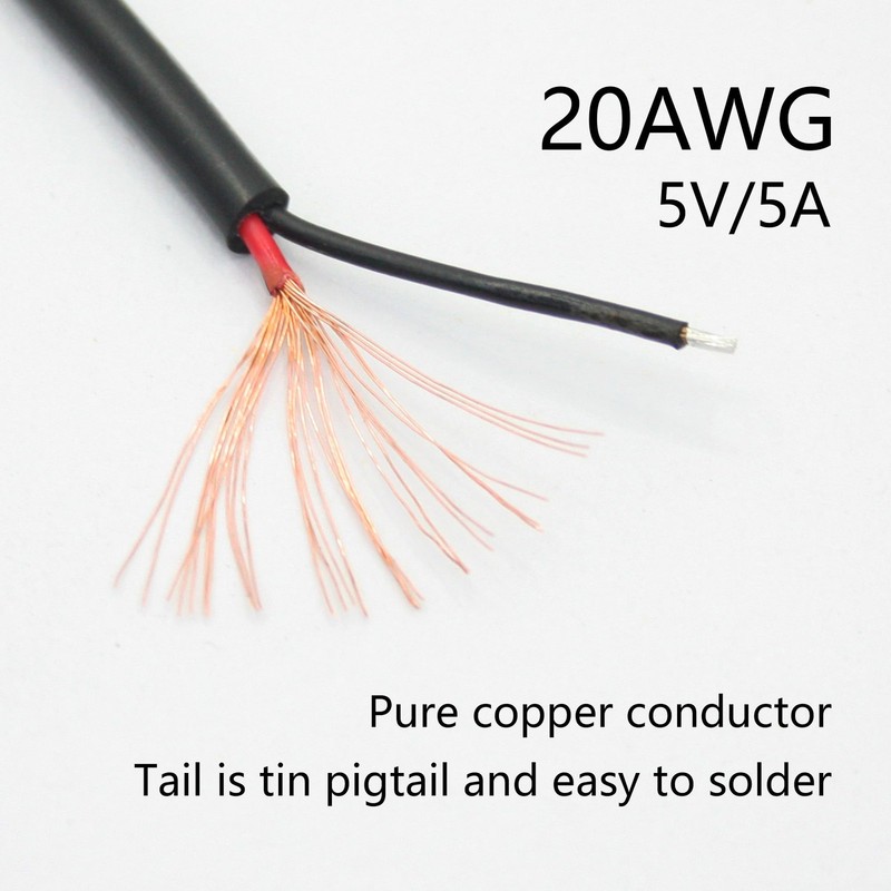 USB A Male To 2 Pin Bare Wire Pigtail Open End Power Cord 5V/5A 3FT 2 PCS gallery