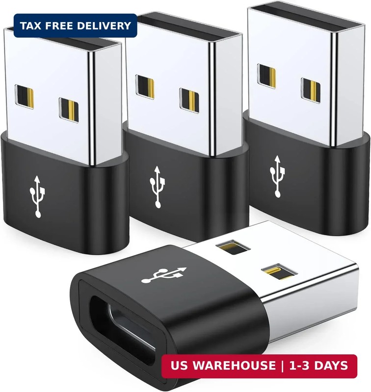 JXMOX USB C Female to USB Male Adapter 4-Pack, Type C to USB a Charger Cable Con