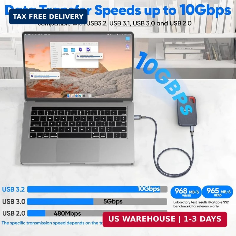 FEMORO USB A to USB C Data Cable 3ft, USB 3.1/3.2 Gen 2 A to Type C 10Gbps High gallery