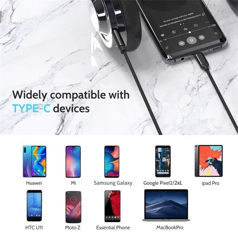 TypeC to Aux Cable USB Type-C Male To 3.5mm Cord Car AUX Music Audio Adapter LOT gallery