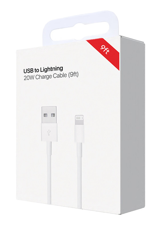 USB A-L Non-MFI Charging Data Cable (9ft) (20W) NEW