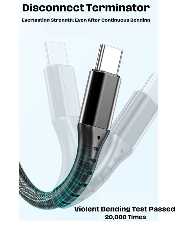 4ft USB 65W Braided Cable Multi-Function 3-IN-1 for Iphone + Type C + Micro USB! gallery