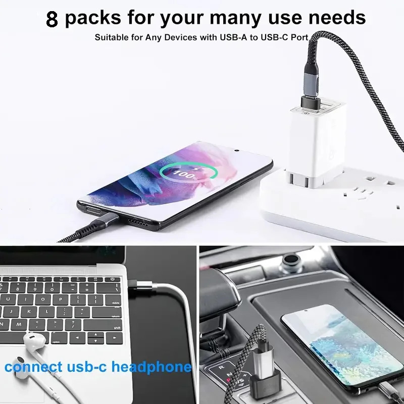 8Pcs USB to USB C Adapter, USB Type C Female to USB Adapter, Micro USB to USB C gallery