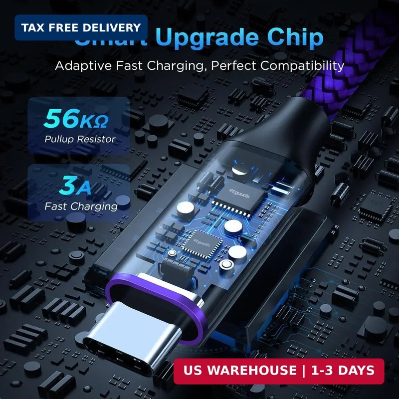 etguuds USB to USB C Cable 1ft, 2-Pack USB A to Type C Charger Cord Fast Chargin gallery