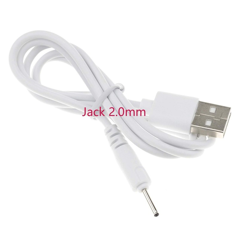 2 PCS USB to DC 2.0mm Cable Earbuds 5V Power Adapter Charging Cord White gallery