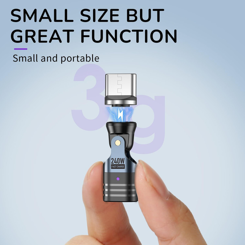 USB Magnetic Adapter 240W(3Pack),Can Be -Cord into Right Angle Magnetic USB C... gallery