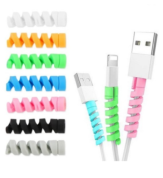 Cute Cable Protector 10pcs Charger Saver Anti Break Spiral Cord Cover Colorful