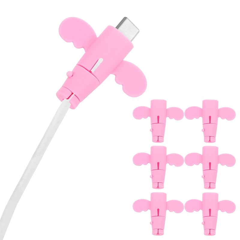 24Pcs Charger Cable Protector, Flexible Cute Wire Cord Saver Organizer, Pink