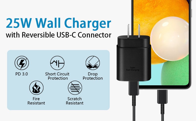 For Samsung Galaxy S20 S21 S2225W 25W Type USB-C Super Fast Wall Charger Cable gallery