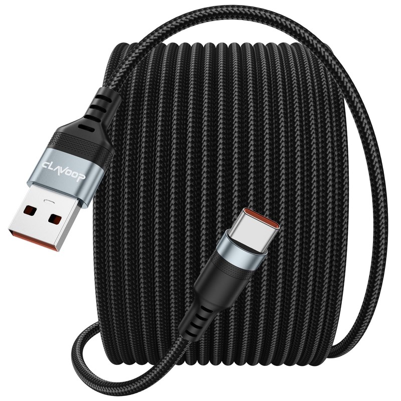 USB Cable 25ft Fast Charging 12W, Extra Long USB A 2.0 to USB-Charge Cord 25 ...