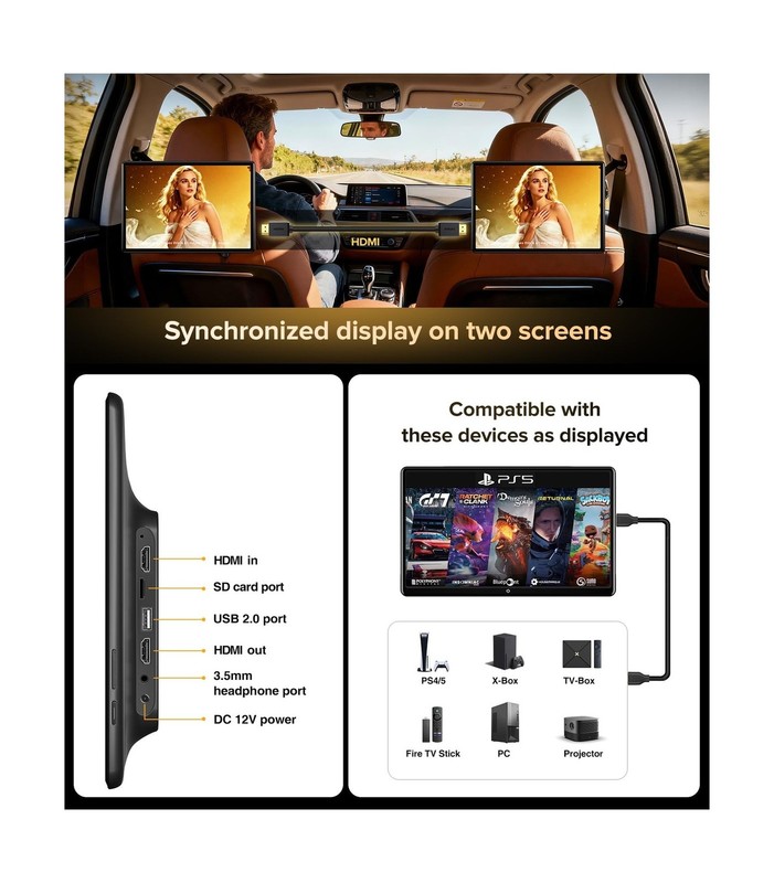 13.5" Android Car TV Headrest Monitor for Back Seat with 4G RAM+64G ROM, Wire... gallery