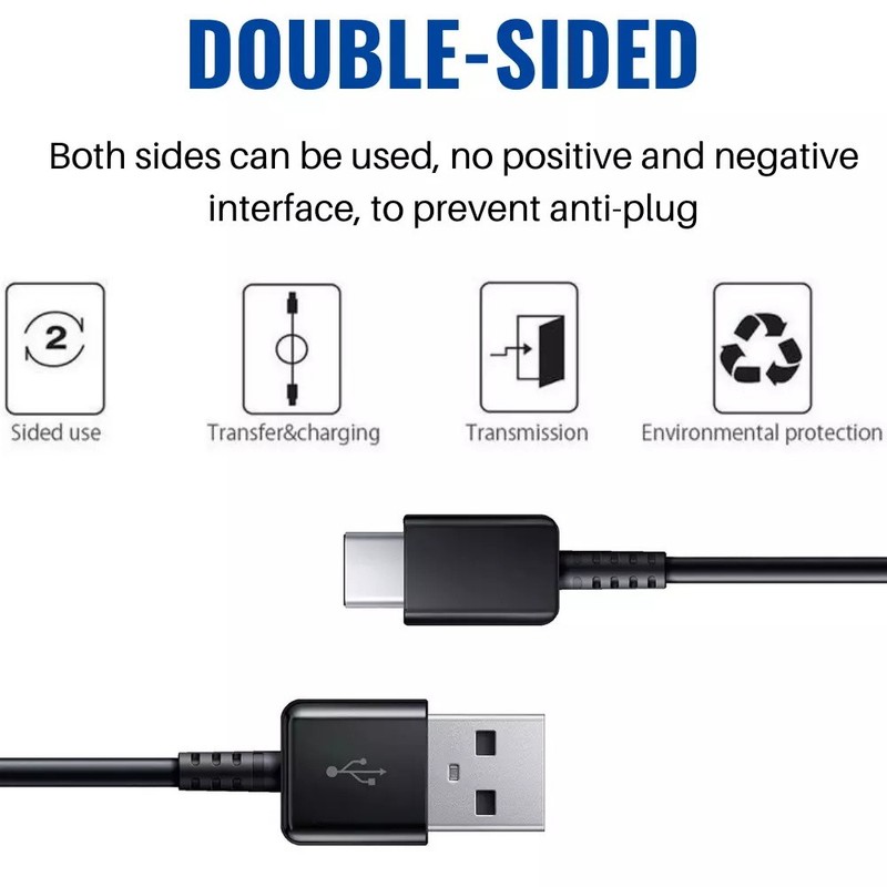 USB Type-C Fast Charging Cable for Samsung Galaxy /Android Phone Universal Black gallery