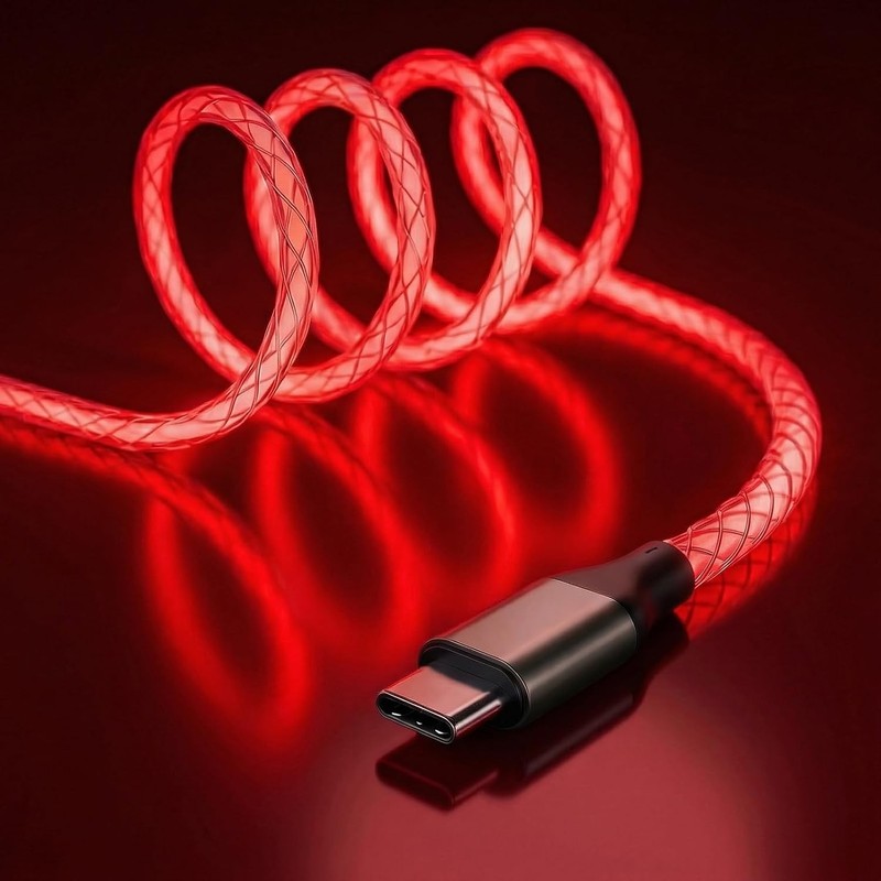 60W Red Glowing USB A to C 3FT