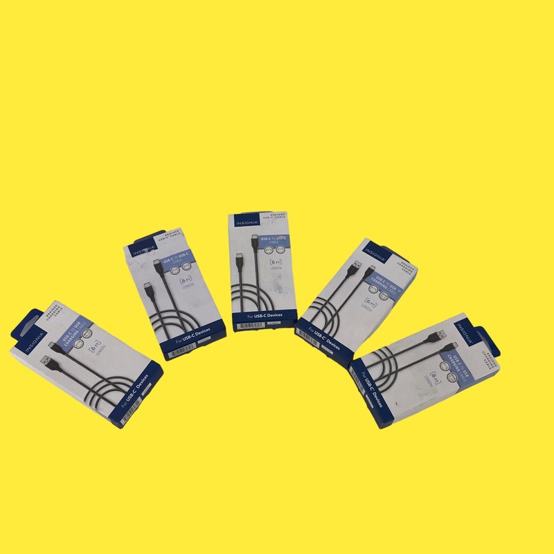 Lot of 5 – Insignia- 6′ USB-C Charge-and-Sync Cable NS-MCA621C #3361 Z65/64