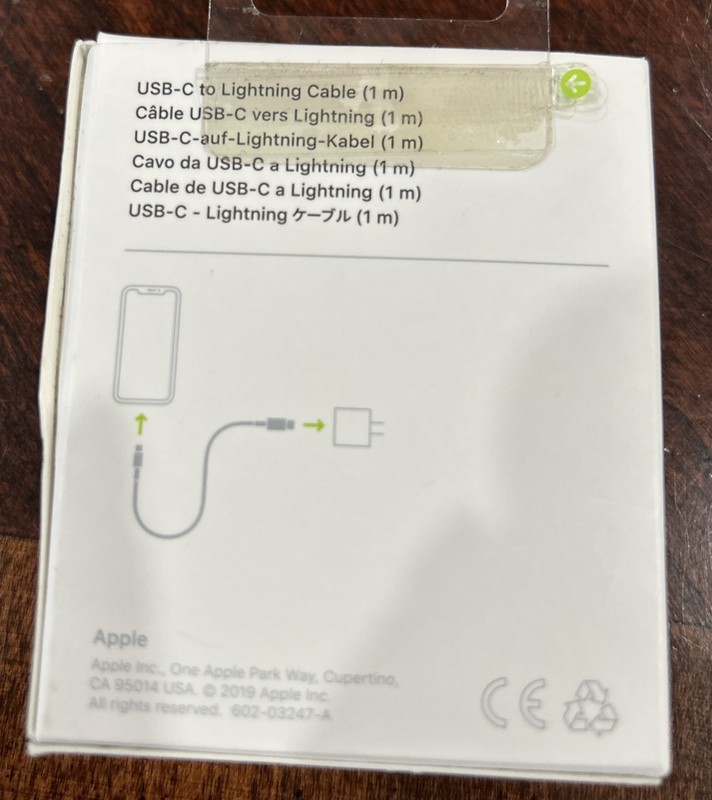 Genuine Apple - 3.3' (1M) USB-C to Lightning Cable - White NEW!! gallery