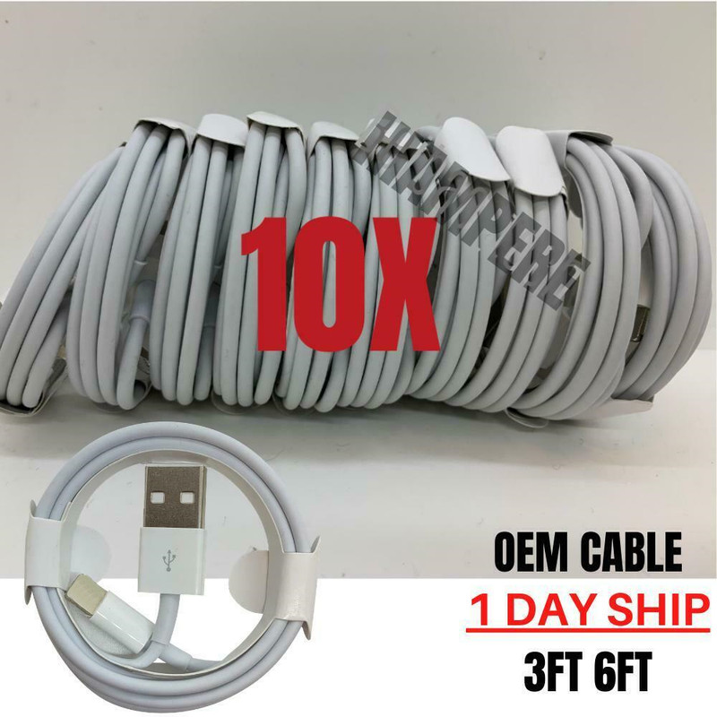 10X Bulk 3/6FT USB Charger Cable For iPhone 14 13 12 11 8 Charging Data Cord Lot gallery