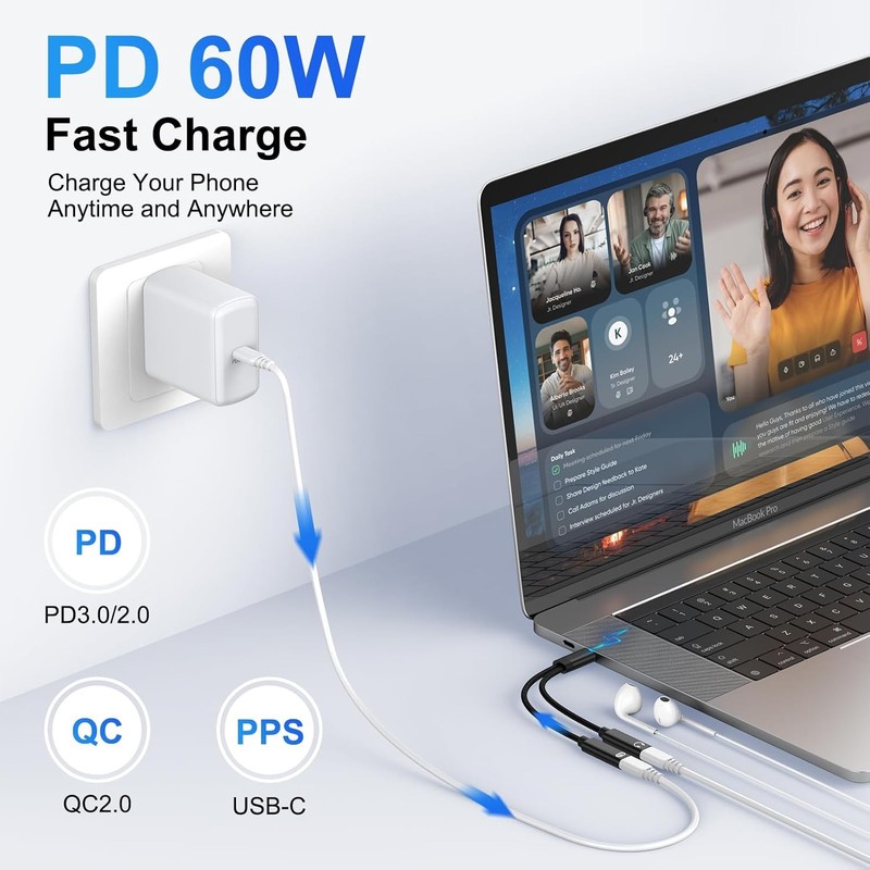 USB C Splitter Cable,Dual USB C Headphone Charger Adapter for Samsung Galaxy A17 gallery
