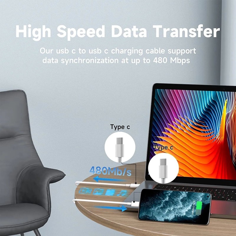 60W USB-C to USB-C Fast Charger Cable Type C Cord For iPhone 15/16 Pro Max/15/16 gallery