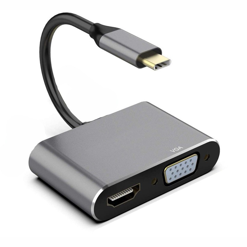 For iPhone 17/Pro/Max/Air – USB-C to HDMI VGA Adapter Video Splitter HDTV Cable
