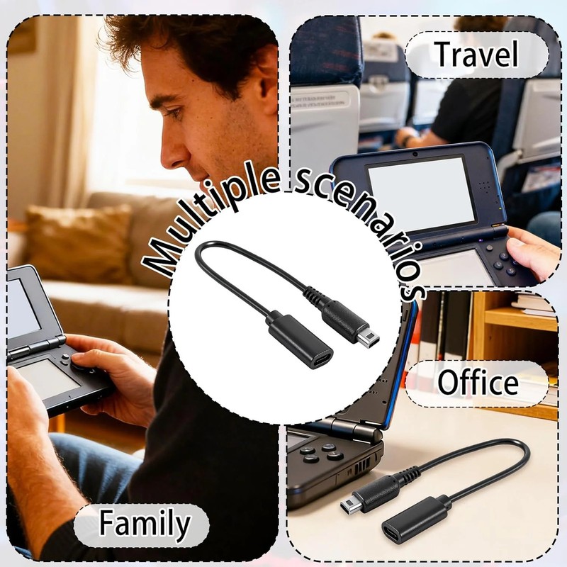 2pcs USB Type-C to 3DS Charging Cable Adapter, Type C Charger Cord Compatible wi gallery
