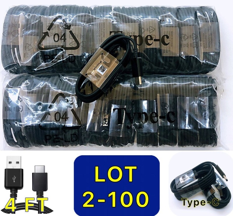 Type C USB Data Fast Charger Cable for Samsung Galaxy S8 S9 S10 NOTE9 N8 LOT BLK