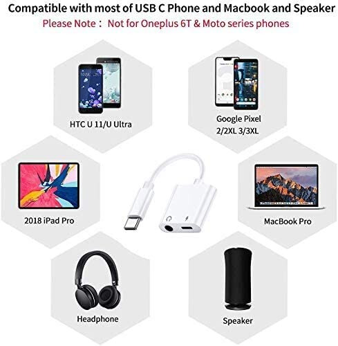 Type-C USB C to 3.5mm Jack Headphone & Charger 2 in 1 Adapter for Samsung Galaxy gallery