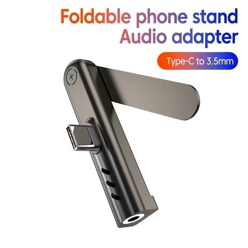 USB-C Type-C Adapter Port to 3.5MM Audio Earphone Headphone w/ Foldable Holder gallery