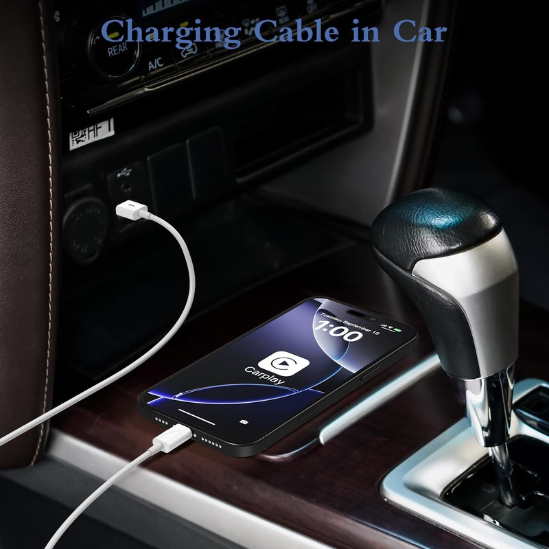 Snisre Car Carplay Cable, USB A to C Cable 3FT, Fast 3FT-ATC, White gallery