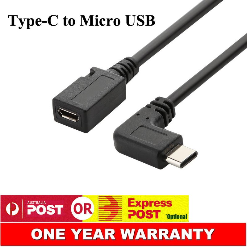 Angle USB 3.1 Type-C Male to Micro USB 5-pin Female Adapter Converter Cable AU