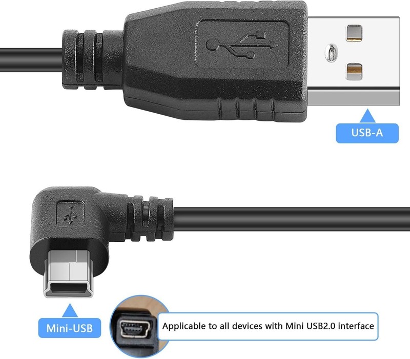 11.5FT Mini USB Power Cable - 90 Degree Left Angle for Dash Cam Charging gallery