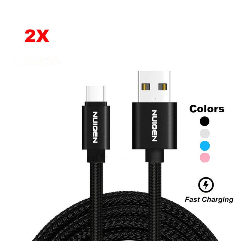 2 Pack For LG Q Stylo 4 Plus Q Stylus USB Type C Nylon Braided Charging Cable