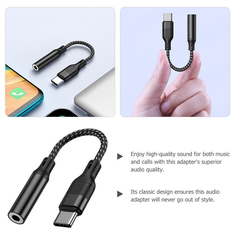 USB C Converter Headphone Adapter Black Compact and Portable for Phone Use gallery