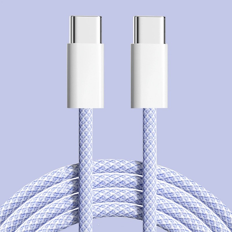 60W USB C to USB C Fast Charging Cable Braided PD Cord for iPhone 15 16 17