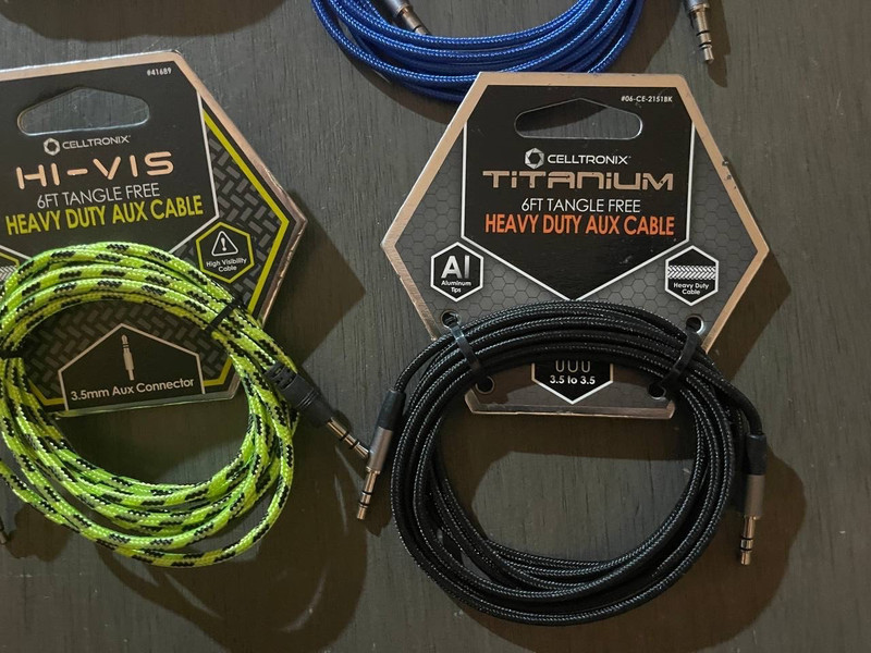 Lot 50 HI VIS 6FT Tangle Free Heavy Duty AUX Cable 3.5mm New PUGS Reseller OC2 gallery