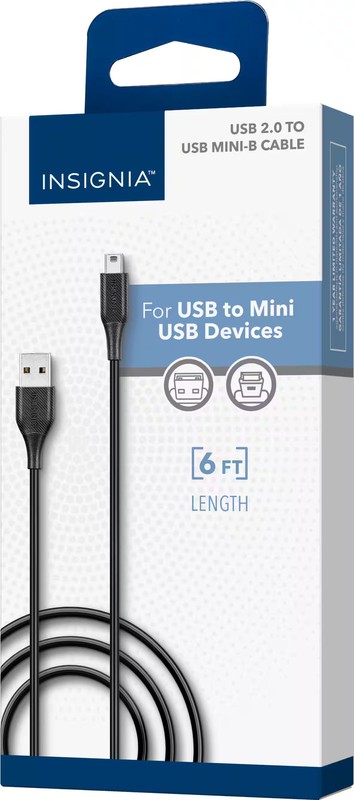 Insignia- 6' USB to Mini-B Charge-and-Sync Printer Cable - Black gallery