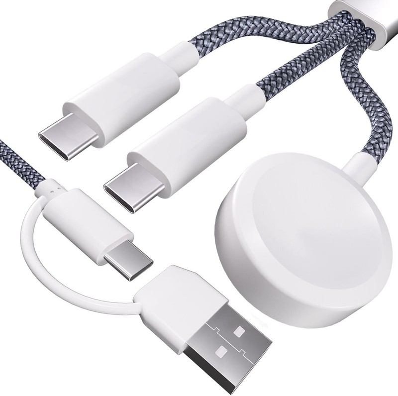 3-in-2 Fast Charger Cable, Thick Braided USB C & A, Multi-Device Charging Cord, gallery