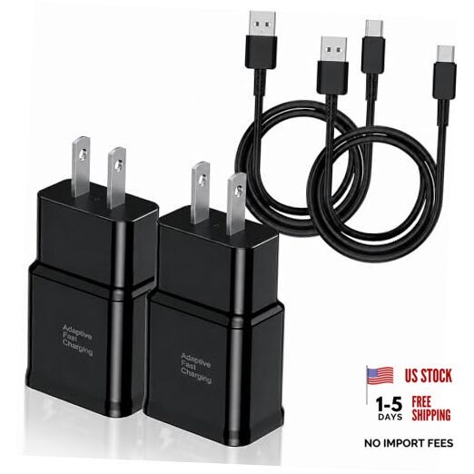 Type C Charger Fast Charging, 2 Pack USB C Android Phone Wall Charger Block &