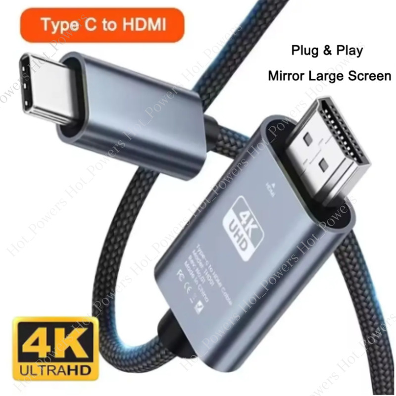 4K USB C Type C to HDMI Mirroring Cable HDTV Cord For iPhone 17Air 16 15 Android