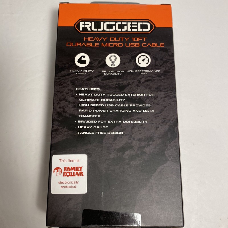 iHip • Rugged Braided Heavy Duty Micro USB Cable • 10 FT - New Sealed Box gallery