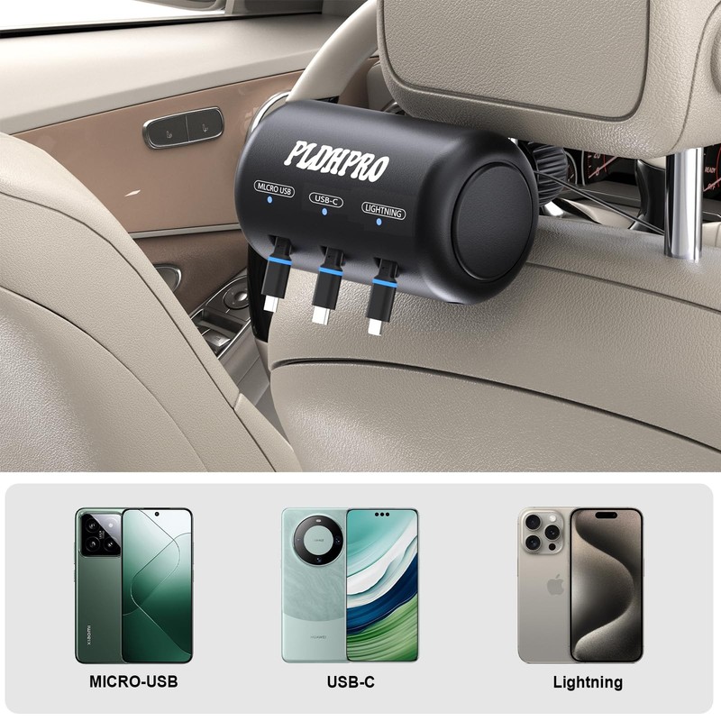 Uber for Car 3 in 1 Backseat Car Charging Station , with QC 3.0 Adapter 36W R... gallery