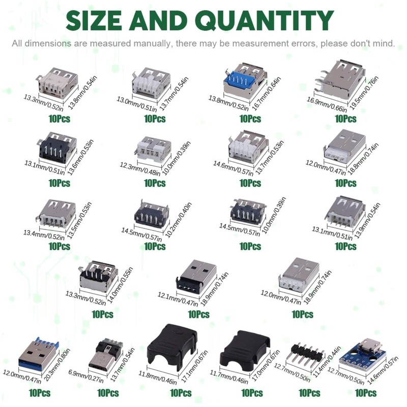 Variety USB Plug Socket Connector Set