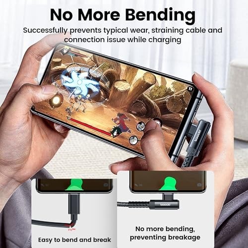 10ft USB C to USB C Charger Cable 60W - Right Angle Fast Charging Cord, 2-Pack f gallery