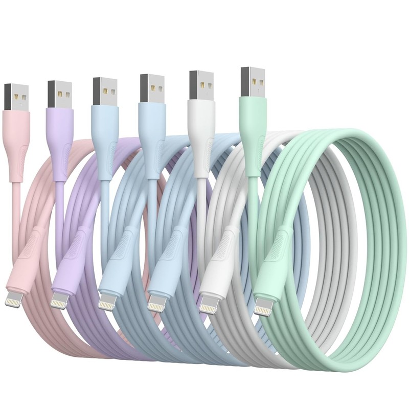 6 Pack Apple MFi Certified Lightning Cable iPhone Fast Charging Charger Cord 3 6