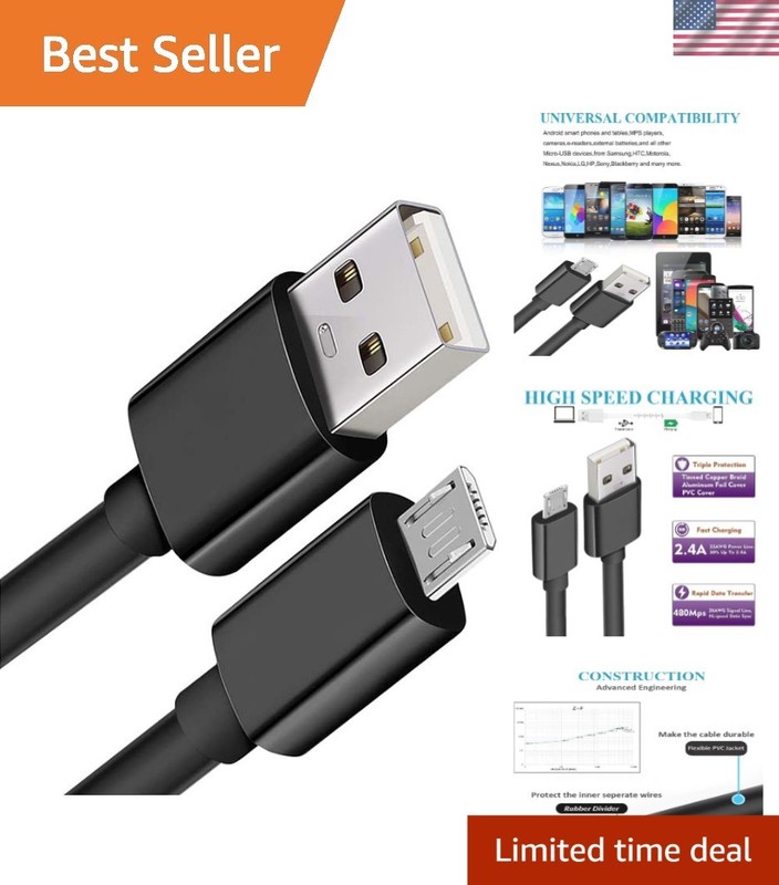 Universal 10FT Micro USB Cable for Fast Charging & Data Sync - Sturdy TPE Style