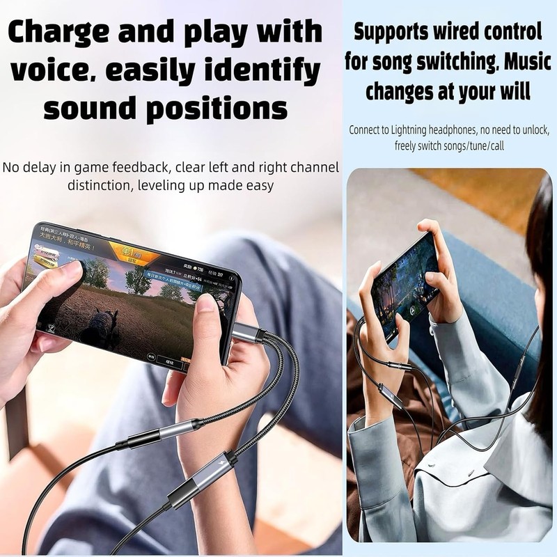 2 in 1 Type-C USB C to 3.5mm AUX Audio Headphone Jack Adapter Charger Cable New gallery