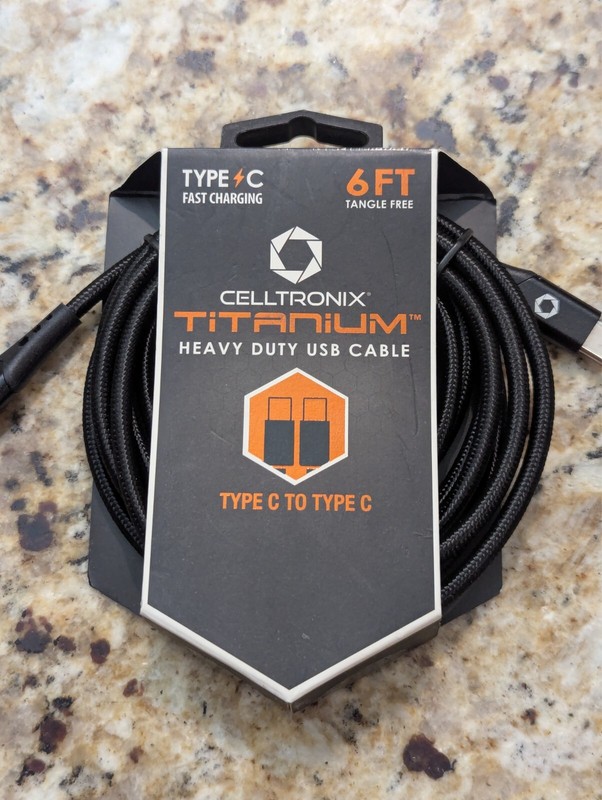 Celltronix Titanium 6 ft Tangle Free Heavy Duty USB Type C Charging Cable