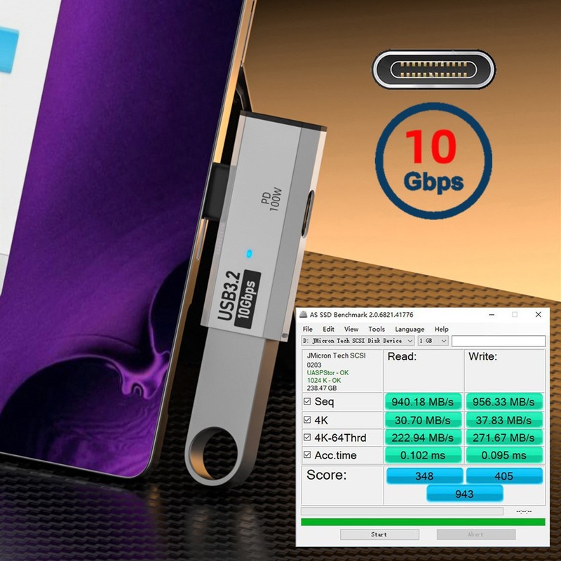 Chenyang USB-C 1-to-2 USB-C 100W PD Power & OTG Adapter 10Gbps for Laptop Tablet gallery
